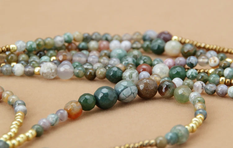 Boho Necklace - India Onyx Seed Beads Teardop Pendan Necklaces