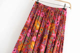 Boho Maxi Skirt – Petuni Floral Hippie Style Skirt in Mustard Yellow for Women, Summer, and Festivals