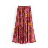 Boho Maxi Skirt – Petuni Floral Hippie Style Skirt in Mustard Yellow for Women, Summer, and Festivals