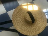 Boho Sun Beach Hat - Wide Brim Straw Hat (15-18 cm) - Flat Top with Black Ribbon