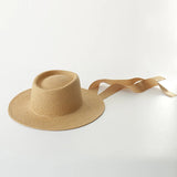 Boho Summer Beach Hat - Panama Fedora Sun Hat in Black and White