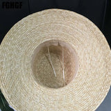Boho Sun Beach Hat - Wide Brim Straw Hat with Black Ribbon
