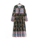 Boho Maxi Gown – “Wild Orchid” Loose Flowing Dress in Black