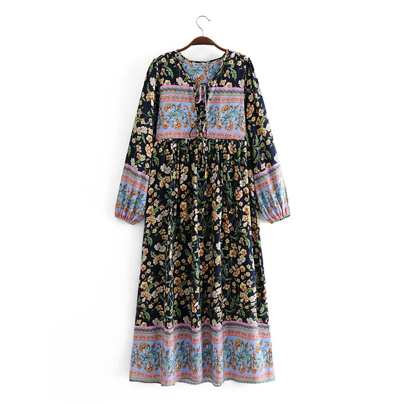 Boho Maxi Gown – “Wild Orchid” Loose Flowing Dress in Black