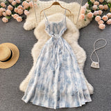 Vintage Dress - Boho Maxi Dress - Floral Print French Women Dress - Summer Strappy Dress Eloise