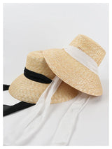 Boho Sun Beach Hat - French Style Lace-Up Wide Brim Straw Hat