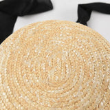 Boho Sun Beach Hat - French Style Lace-Up Wide Brim Straw Hat