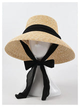 Boho Sun Beach Hat - French Style Lace-Up Wide Brim Straw Hat