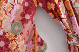 Bohemian Kimono Robe – “Gabriella”  Dusty Brown Short Cover-Up for Beach or Lounge