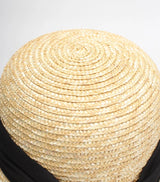 Boho Sun Beach Hat - Wide Brim Wheat Straw Hat with Black Ribbon