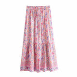 Boho Skirt, Hippie Skirts, Maxi Skirt, Wild Floral in Pink