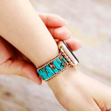 Boho Apple Watch Band - Casual Turquoises Beaded Wrist Bracelet Rope Strap