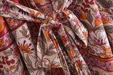 Bohemian Kimono Robe – “Gabriella”  Dusty Brown Short Cover-Up for Beach or Lounge
