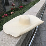 Boho Sun Beach Hat - 25cm Oversized Foldable Straw Hat