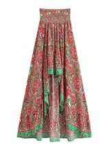Boho Maxi Skirt – “Ocean Nomad” Paisley Print in Green & Turquoise