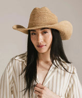 Boho Cowboy Hat - Hand Crocheted Raffia Straw Hat