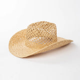 Boho Sun Beach Hat - Hollow Raffia Cowboy Straw Hat