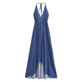 Boho Maxi Dress – “Coastal Reverie” Open Back High-Low Summer Sundress