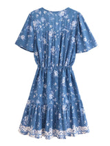 Bohemian Mini Dress – “Boho Bloom” Floral Print V-Neck Tie-Waist Mini Dress