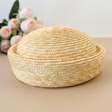 Boho Pillbox Hat - Handwoven Straw Beret Beach Hat