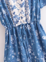Bohemian Mini Dress – “Boho Bloom” Floral Print V-Neck Tie-Waist Mini Dress