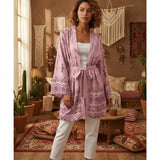 Boho Kimono Robe – “Dreamcatcher Lilac” Soft Loungewear Cover-Up with Bohemian Charm