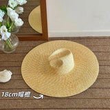 Boho Boater Hat - Wide Brim Nature Straw Beach Hat