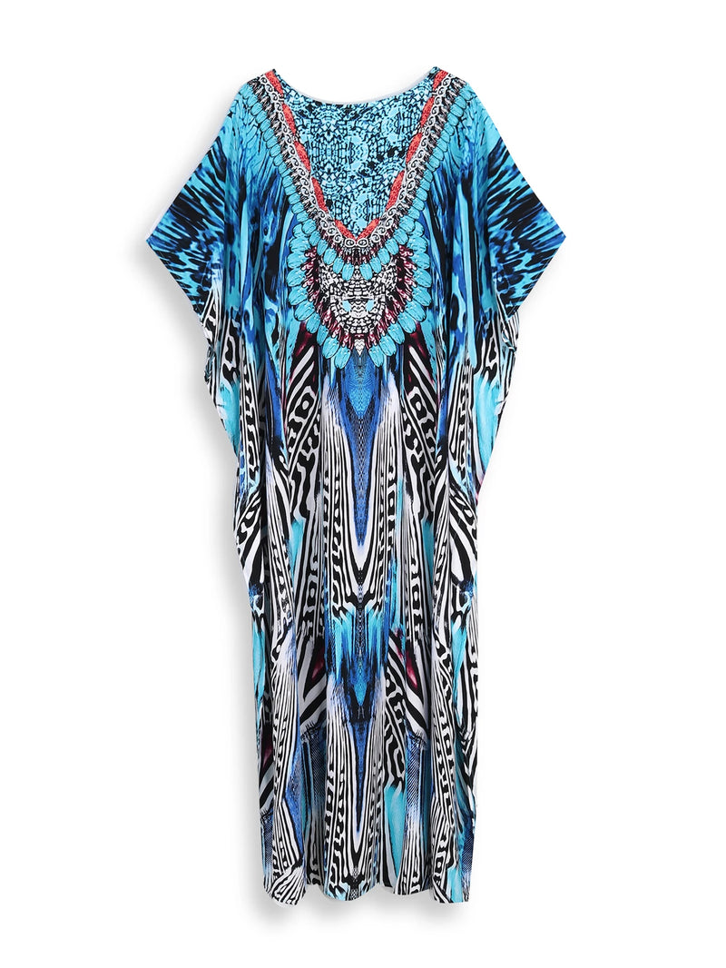 Boho Maxi Dress - Beach Dress, Kaftan Dress Allegra Brown Zebra