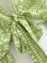 Boho Blouse – ““Seaside Song” Floral Long Sleeve Tie Front Tope