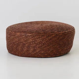 Boho Pillbox Hat - Natural Raffia French Beret Hat