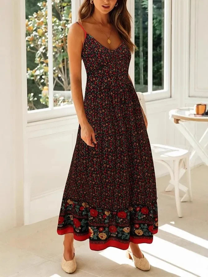 Women's Maxi Dress Boho Dress Casual Dress Slip Dress Elegant Fashion Modern Outdoor Vacation Going out Regular Fit Floral Sleeveless V Neck Black Red Women's Maxi Dress Boho Dress Casual Dress Slip Dress Elegant Fashion Modern Outdoor Vacation Going out Regular Fit Floral Sleeveless V Neck Black Red