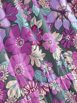 Boho Maxi Skirt – “Wild  Bloom” Floral Gypsy Skirt in  Navy,Purple & Turquoise