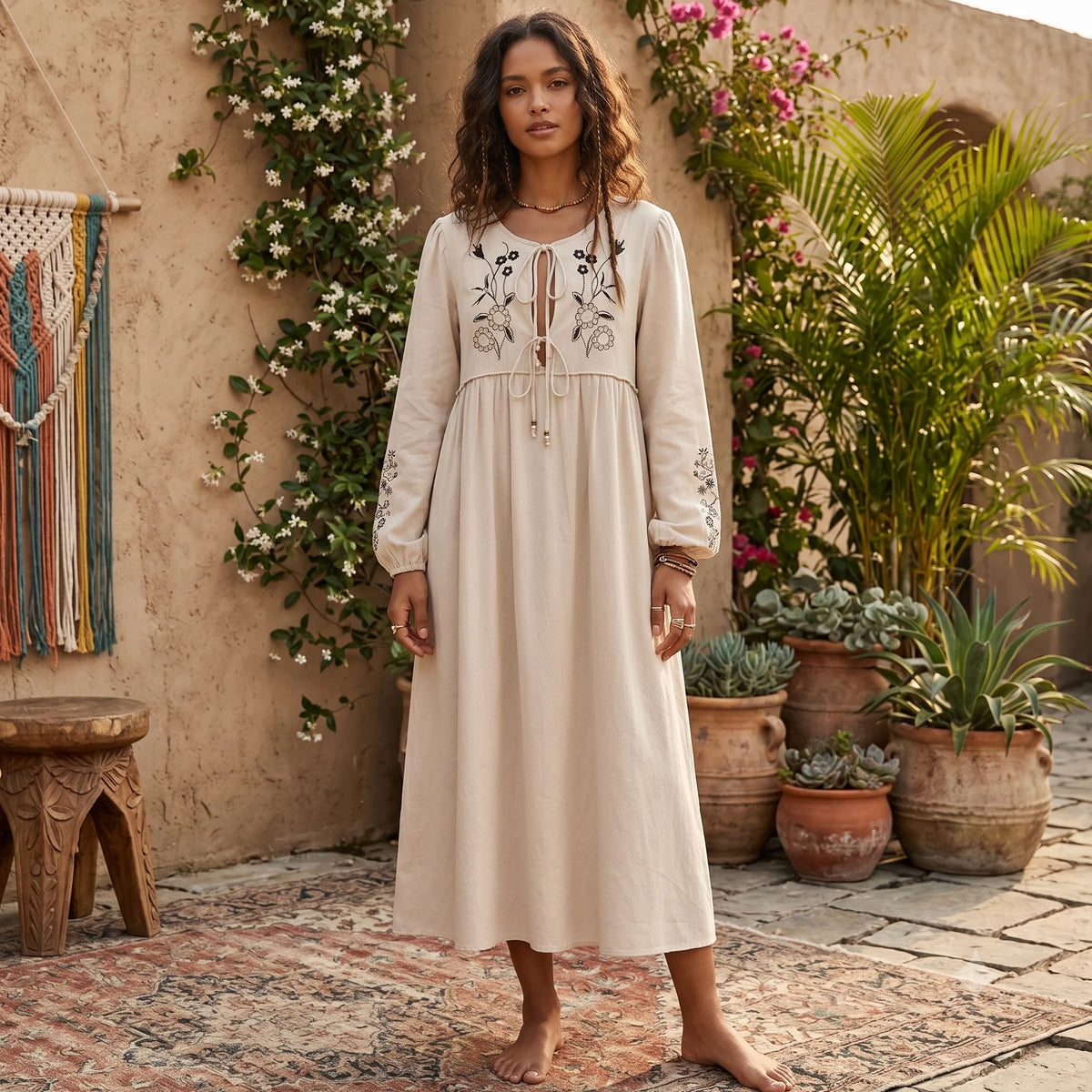 boho embroidered dress trends STYLE – Wild Rose Desert Chic Wedding at U.S. Edged Weapons Crafted from a soft Trouser Waist:38