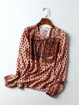 Boho Top for Women – Bohemian Blouse - “Tangerine Coast” Teal & Pink