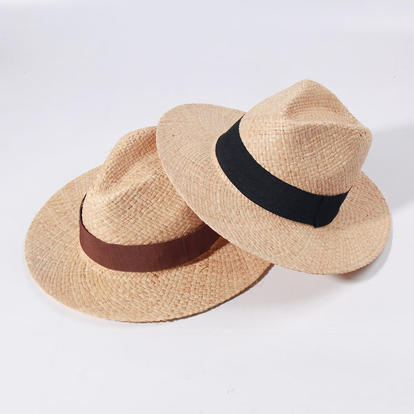 Raffia Panama Hats For Women Summer Sun Hat French  Top Beach Hats Sunshade Ladies Vacation Straw Hats