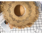 New Summer Straw Hat Hollow Woman Beach Sun Hat Female Big Eaves Casual Solid Color Hair Edge Rafi Straw Hat