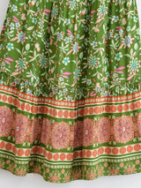 Happie Queens Summer Women Sun Floral Printed Beach Bohemian Maxi Skirt with Pockets Ladies Rayon Pleated Vacation Boho Skirts