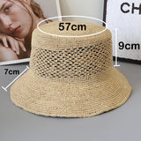 Boho Bucket Hat - Hollow Raffia Straw Summer Hat