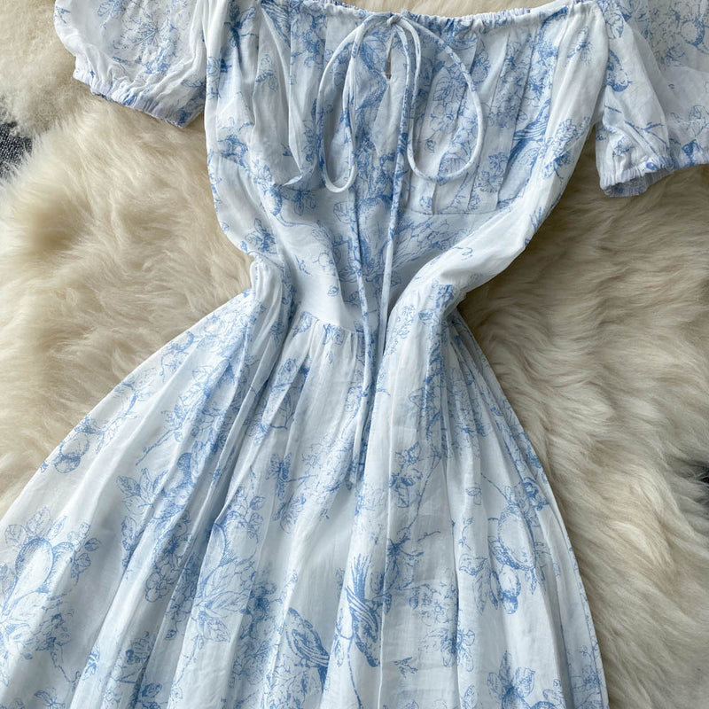 Vintage Dress - Boho Maxi Dress - Floral Print French Women Dress - Summer Smock Dress Eloise