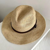 Boho Panama Hat - Natural Raffia Handwoven Straw Hat