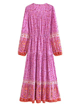 Maxi Dress - Boho Dress - Maxi Boho Sundress - Addison in Pink and Green
