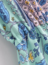 Bohemian Mini Dress – “Boho Bloom” Floral Print V-Neck Tie-Waist Mini Dress