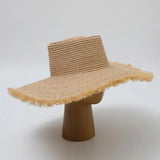 Boho Sun Beach Hat - 18cm Natural Raffia Wide Brim Hat
