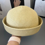 Boho Sailor Hat - Vintage Rolled Edge Straw Beret Hat
