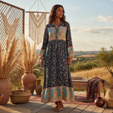 Bohemian Maxi Gown – “Desert Heirloom” Floral Long Sleeve Bohemian Gown