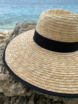 Boho Panama Hat - Natural Wheat Straw Wide Brim Hat