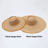 Boho Sun Beach Hat - 18cm Natural Raffia Wide Brim Hat