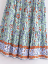 Boho Maxi Skirt – “Wild  Bloom” Floral Gypsy Skirt in  Navy,Purple & Turquoise