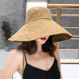 Boho Sun Beach Hat - Foldable Cotton Linen Travel Hat