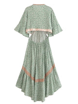 Bohemian High-Low Dress – “Savanna Rose” Leopard Print Tie-Waist Backless Boho Dress